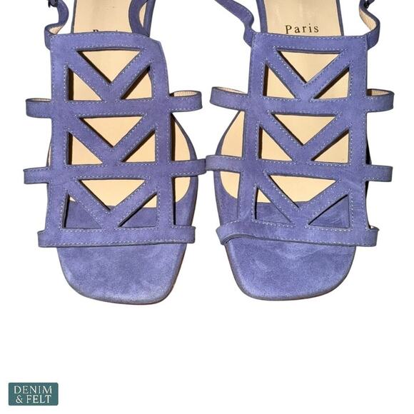 Christian Louboutin Purple Suede Strappy Sandals Heels Size 39 Women’s Italy - Picture 2 of 13